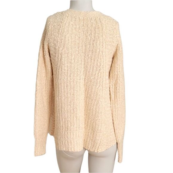 ✨ Anthropologie Moth Cream Chunky Knit Pullover Sweater Side Zipper✨ - Picture 4 of 9
